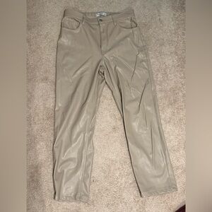 Abercrombie & Fitch Faux Leather Pants in Light Taupe